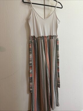Ultra Flirt White Bodice Striped Maxi Dress